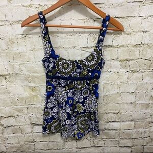 J Crew Blue Green Floral Cotton Tank Top